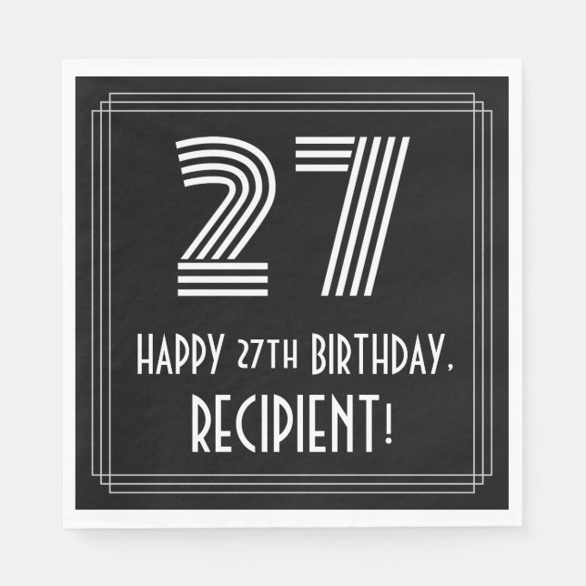 27:e födelsedagen: Art Deco Inspired Titta "27" +  Pappersservett (Framsidan)