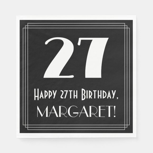 27:e födelsedagen ~ Art Deco Inspired Titta "27",  Pappersservett (Framsidan)