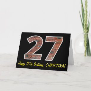 27:e födelsedagen - Brickmuren Mönster "27" w/Namn Kort