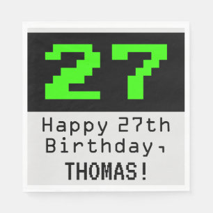 27:e födelsedagen - Nerdy/Geeky Stil "27" och Namn Pappersservett