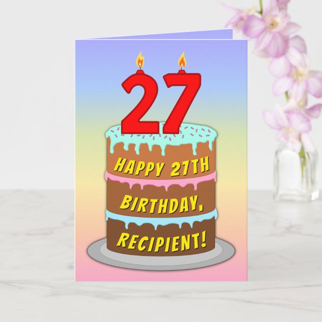 27:e födelsedagen - Roligt Cake & Candles, med ege Kort (Orkide)