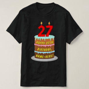 27:e födelsedagen - Roligt Cake & Candles, med ege T Shirt