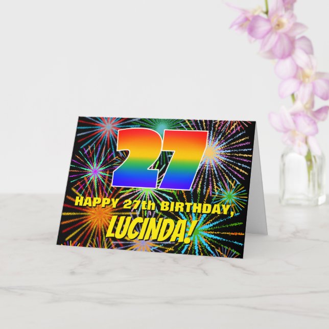 27:e födelsedagen: Roligt, färgstarka brinnande fy Kort (Orkide)