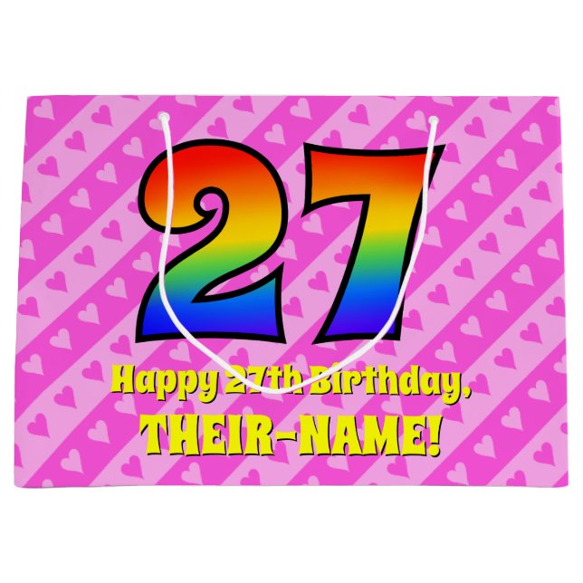 27:e födelsedagen: Rosa Rand & Hearts, regnbåge nr (Framsidan)