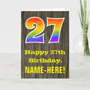 27:e födelsedagen: Rustic Faux Wood look, Rainbow Kort