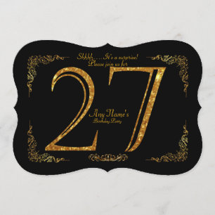 27:e,Födelsedagsfest 27:e,underbarare Gatsby,svart Inbjudningar