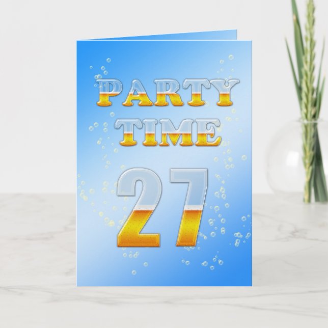 27:e födelsedagsfest inbjudan med öl (Framsida)