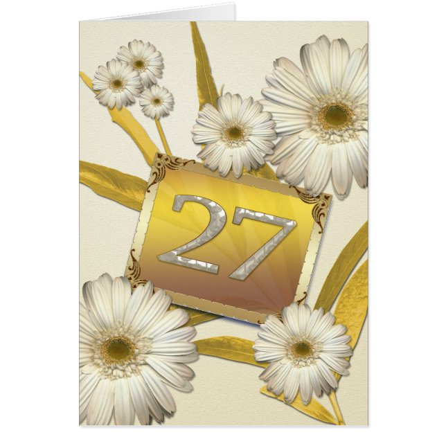 27:e födelsedagskortet med daisy. hälsningskort (Framsidan)