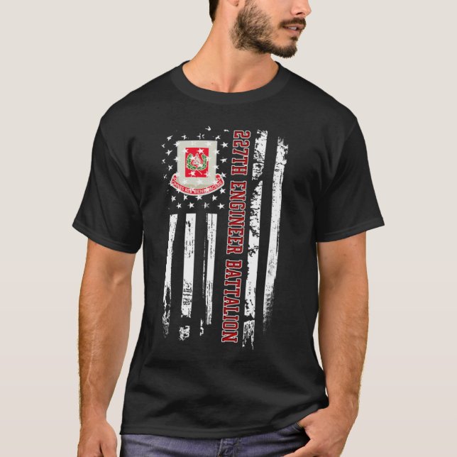 27:e Ingenjör-bataljonen Veteran USA flagga Vetera T Shirt (Framsida)
