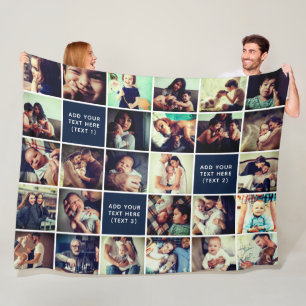 27-Photo Collage Anpassningsbar Text Fleece Blanke