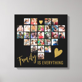 27 Photo Collage Heart-mallfamilj, svart offert Canvastryck