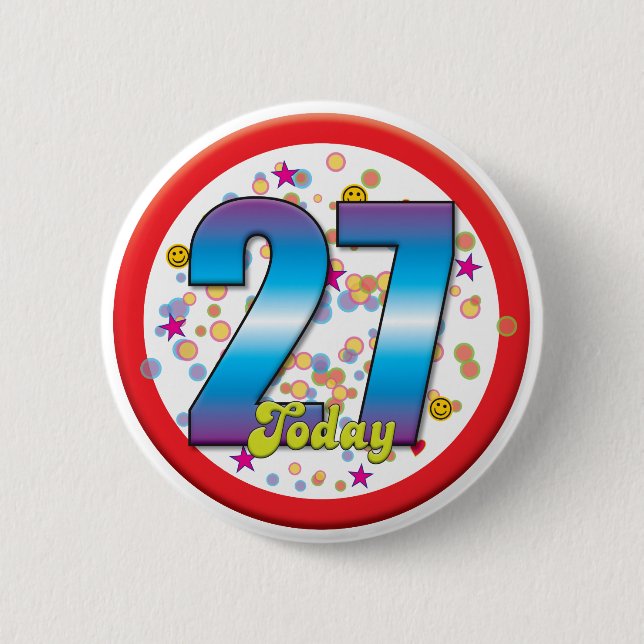 27th Födelsedag i dag v2 Knapp (Framsida)