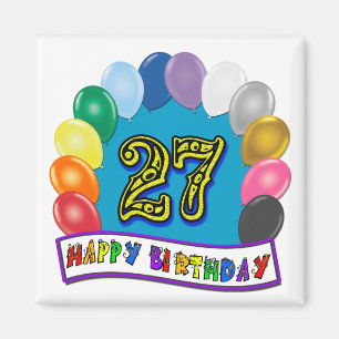 27th Födelsedaggåvor med blandad ballongdesign Magnet