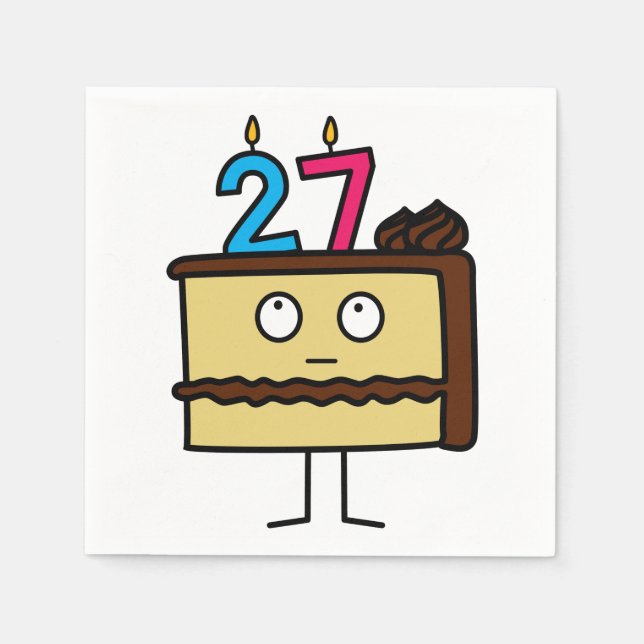 27th Födelsedagtårta med stearinljus Pappersservett (Framsidan)