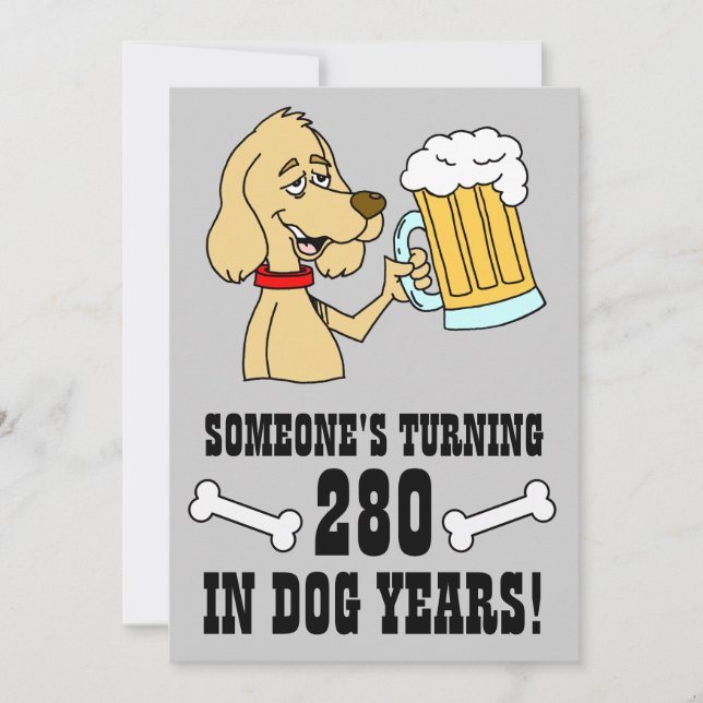 280 Hund Åren 40:e födelsedagen Party Inbjudan (Framsida)