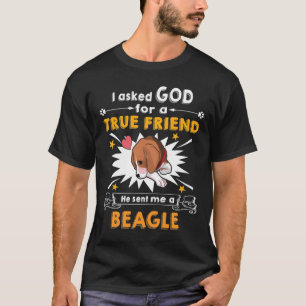 289 Frågade Gud - sann vän - en beagle T Shirt