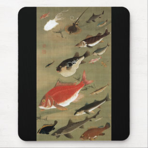 28. 群 魚, 若 冲 olika fisken, Jakuchu, Japan Art Musmatta