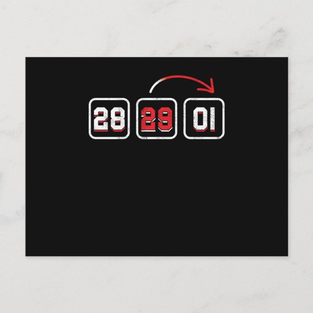 28 29 01 Räknat februari 29 Gift Vykort (Framsida)