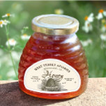 28 Anpassningsbar Skep Shaped 12oz Honung Vintage  Klistermärken<br><div class="desc">Tjugoåtta skepformade klistermärken 3-tums bred x 1-3/4-tums lång anpassningsbar gjord för ett 12 oz honungsskep burk. Vintagens skepbild på en blek elfenbensdekal med redigerbar text.</div>