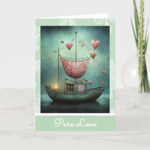 *~* 28 AP51 Romantic Kärlek Boat Hearts Valentine Helgkort