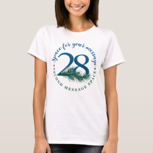 28-års födelsedag eller årsdag Påfågelfjädrar T Shirt