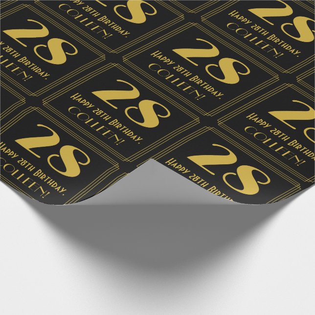 28-årsdag ~ Art Deco Inspirerad Look "28", Namn Presentpapper (Hörn)