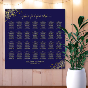28 Bord Bröllop: Tunga sjön Blå sjön Guld Poster