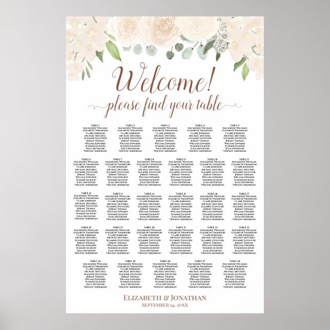 28 Bord Champagne Blush Boho Blommig Placeringspla Poster (Framsidan)