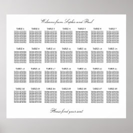28 Bord Elegant Minimalistisk Placeringsplan Poster