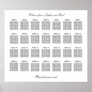 28 Bord Elegant Minimalistisk Placeringsplan Poster