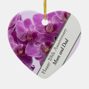 28:e Bröllop-årsdagen Editable Orchid Julgransprydnad Keramik