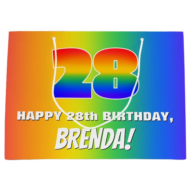 28:e födelsedag: Färgfull, Roligt Rainbow Mönster  (Framsidan)