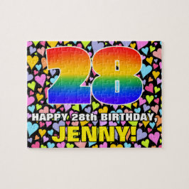 28:e födelsedag - Roligt, hjärtklappning + "28" Pussel