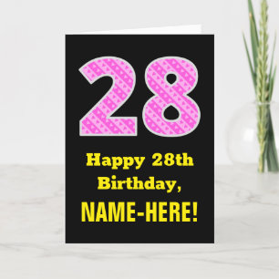 28:e födelsedag: Rosa Rand och örter "28" + Namn Kort