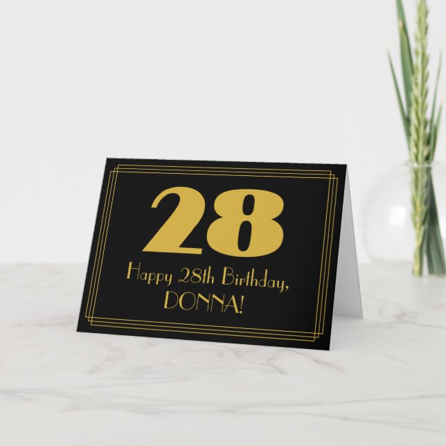 28:e födelsedagen: Art Deco Inspired Titta "28" oc Kort (Framsida)
