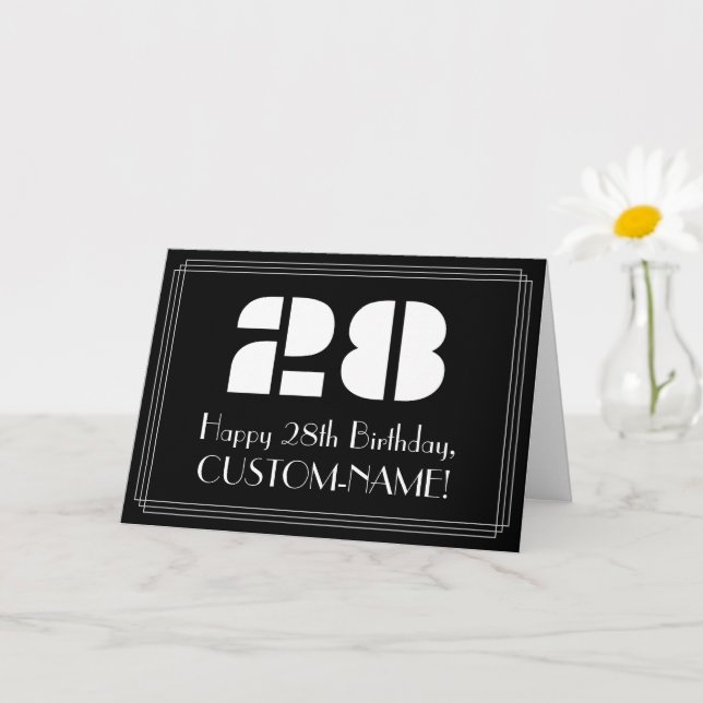 28:e födelsedagen: Art Deco Inspired Titta "28" oc Kort (Liten växt)