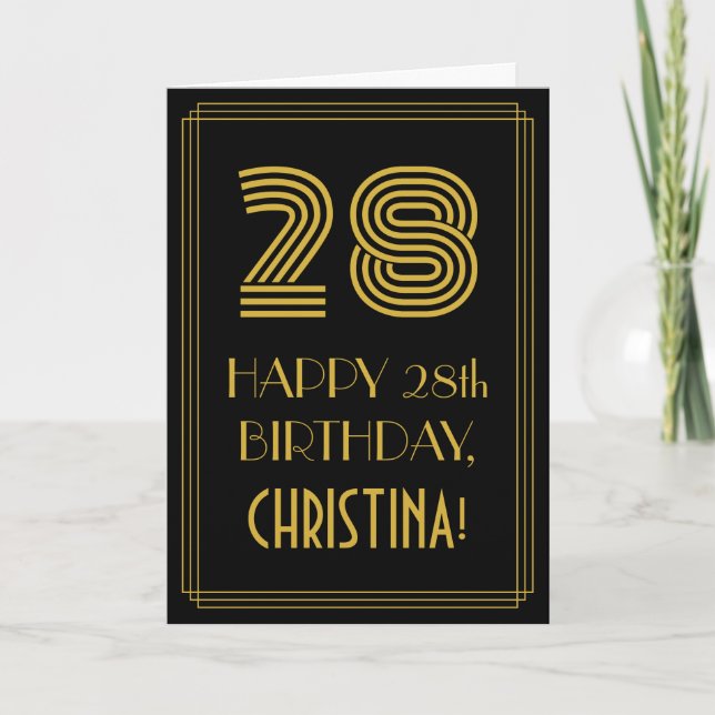 28:e födelsedagen: Art Deco Inspired Titta "28" oc Kort (Framsida)