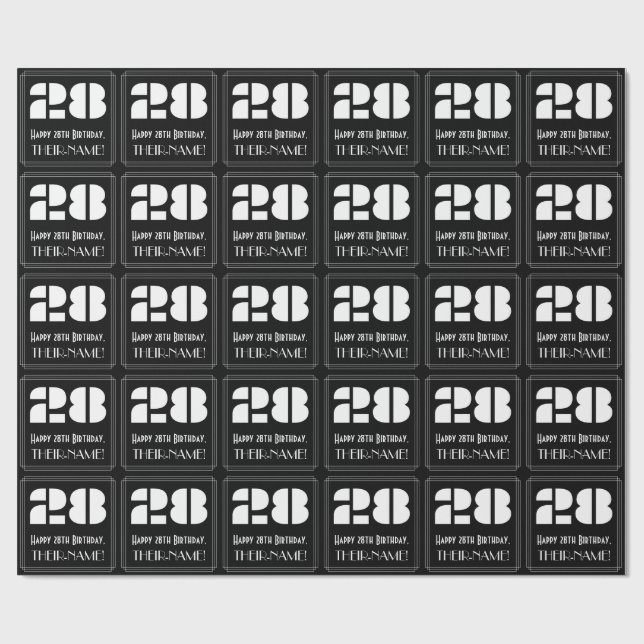 28:e födelsedagen: Art Deco Inspired Titta "28" oc Presentpapper (Platt)