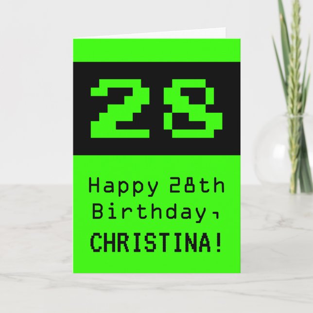 28:e födelsedagen: Nerdy / Geeky Stil "28" och Nam Kort (Framsida)