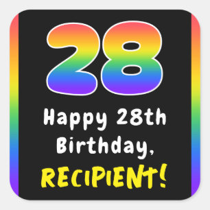 28:e födelsedagen: Rainbow Spectrum nr 28, eget na Fyrkantigt Klistermärke