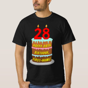 28:e födelsedagen - Roligt Cake & Candles, med ege T Shirt