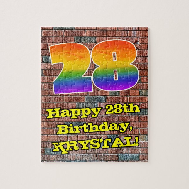 28:e födelsedagen: Roligt Graffiti-Inspired Rainbo Pussel (Vertikal)
