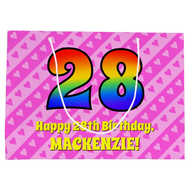 28:e födelsedagen: Rosa Rand & Hearts, regnbåge nr (Baksidan)