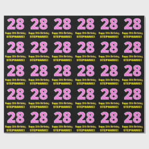 28:e födelsedagen: Rosa Rand och örhängen "28" Presentpapper