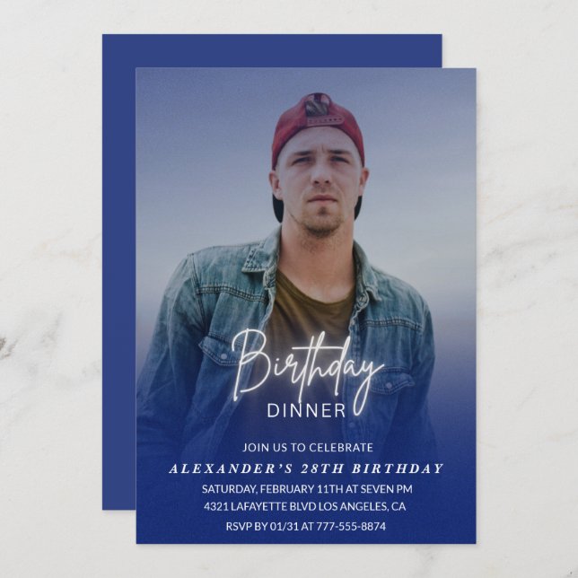 28:e födelsedagsinbjudan Foto Manar Inbjudningar (Fram/baksida)