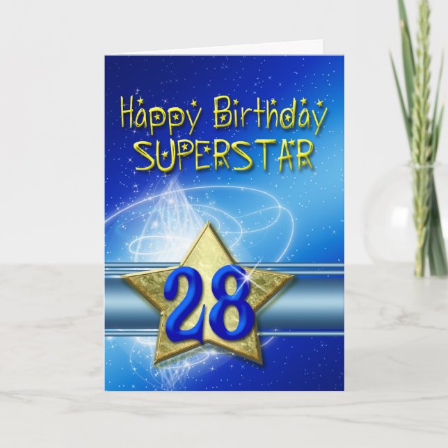 28:e födelsedagskort för Superstar Kort (Framsida)