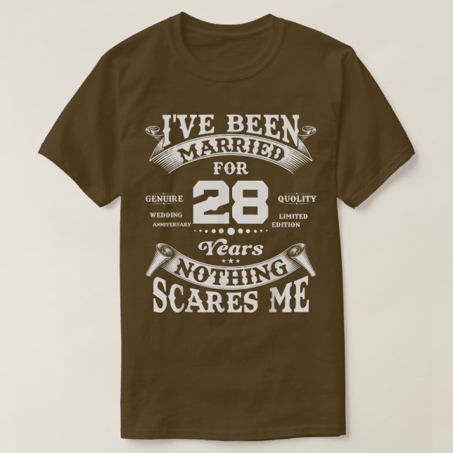 28:e Party-Bröllop-årsdagen för gifta Par T Shirt (Design framsida)
