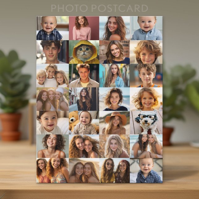 28 Foto Collage Överallt Vykort (Custom Photo Postcard with Lots of Pictures)