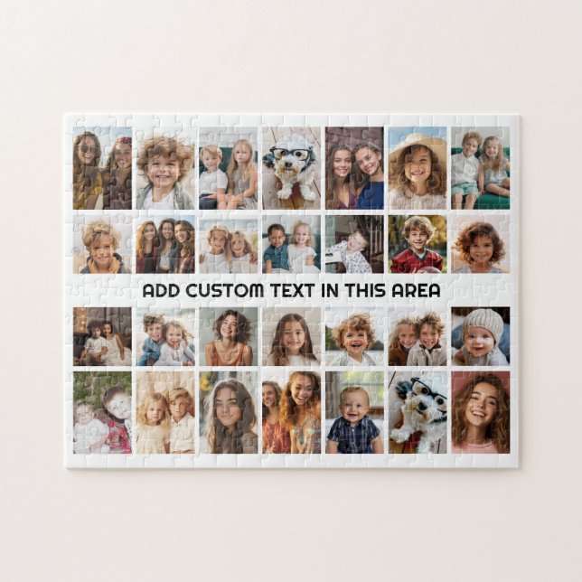 28 Fotokollage Grid - 1 Textruta Pussel (Horisontell)