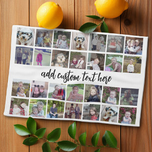 28 Fotokollagraster - 1 textruta - svart vitt Kökshandduk